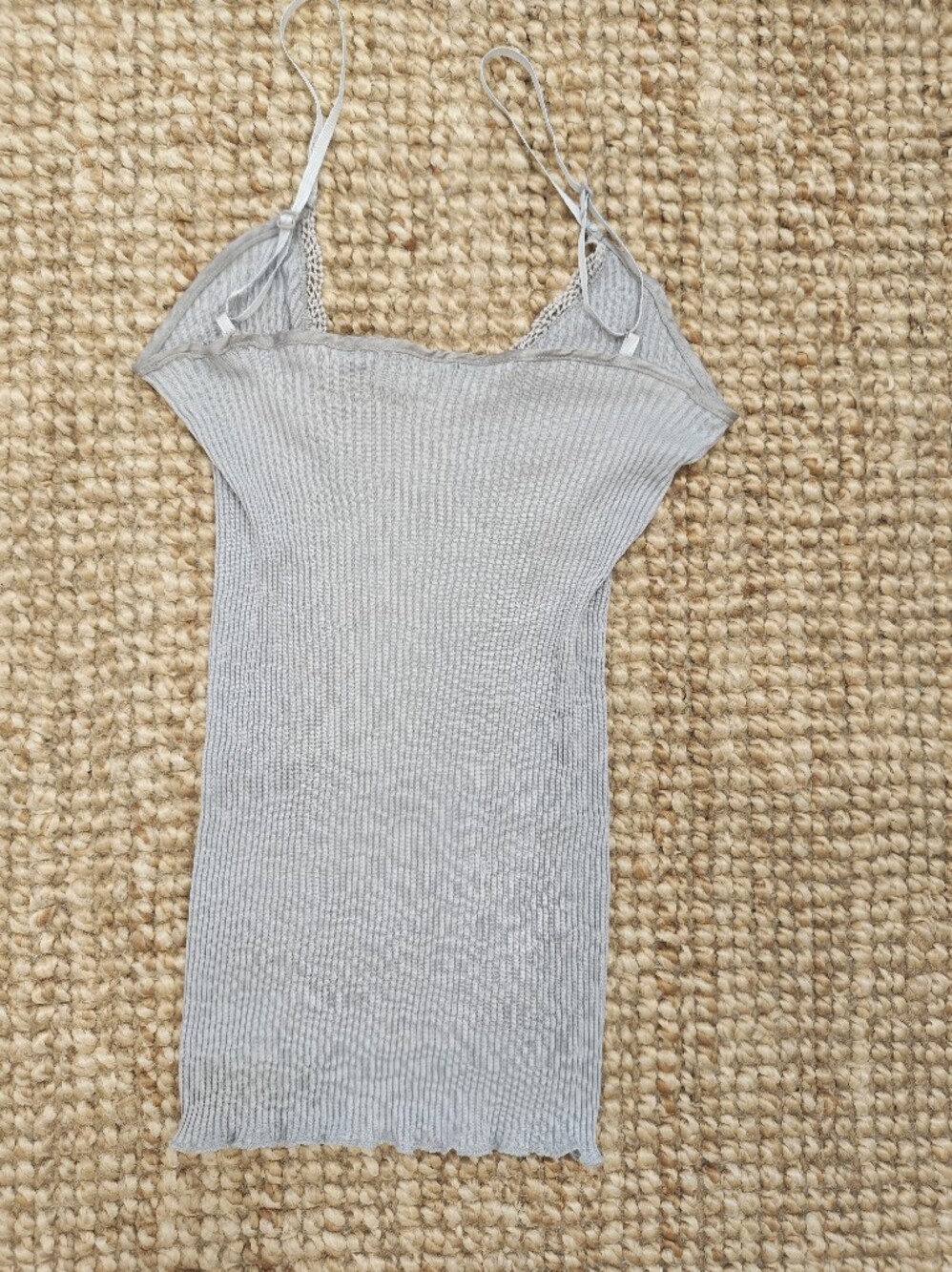 Zara Light Gray Ribbed Women’s Camisole with Lace Trim - Picture 2 of 2